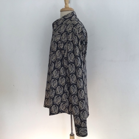 Calvin Klein Jeans black and cream retro inspired print button up shirt Size XL - Picture 4 of 7